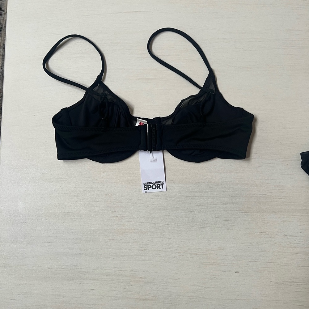 SOLID & STRIPED Black Mesh Bikini Top
